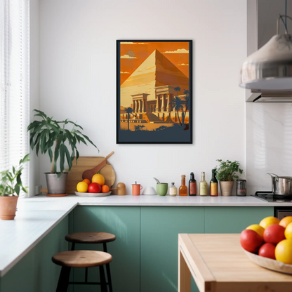 Egypt Pyramid Temple Palm Sunset Vintage Travel Poster