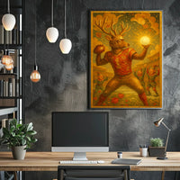 Mystical Deer Football Fantasy Art Poster