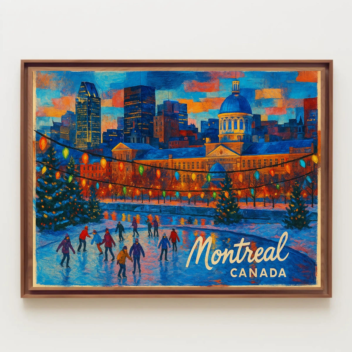 Winter Skating in Montreal Poster