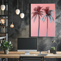 Palm Trees Poster Tropical Pink Minimalist Wall Art