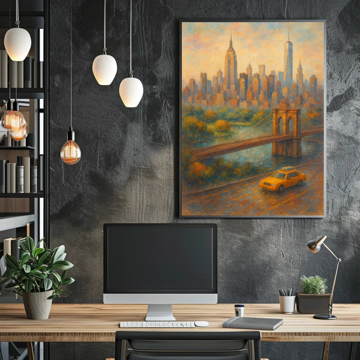 New York City Poster Modern Travel Skyline Wall Art