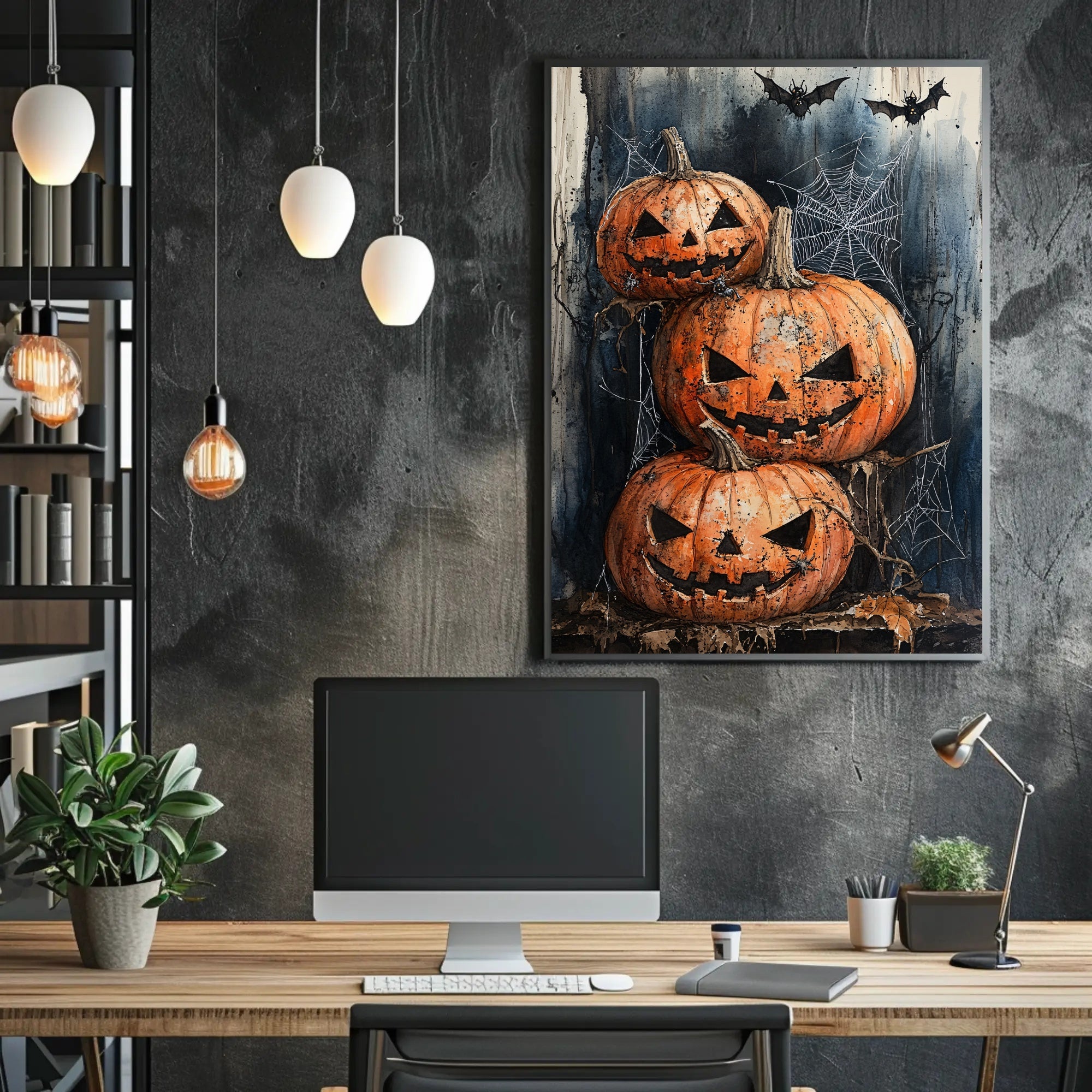 Haunted Halloween Pumpkins Poster