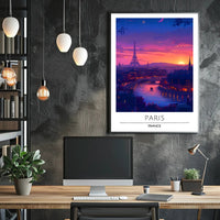 Paris Sunset with Eiffel Tower Urban or Cityscape Poster