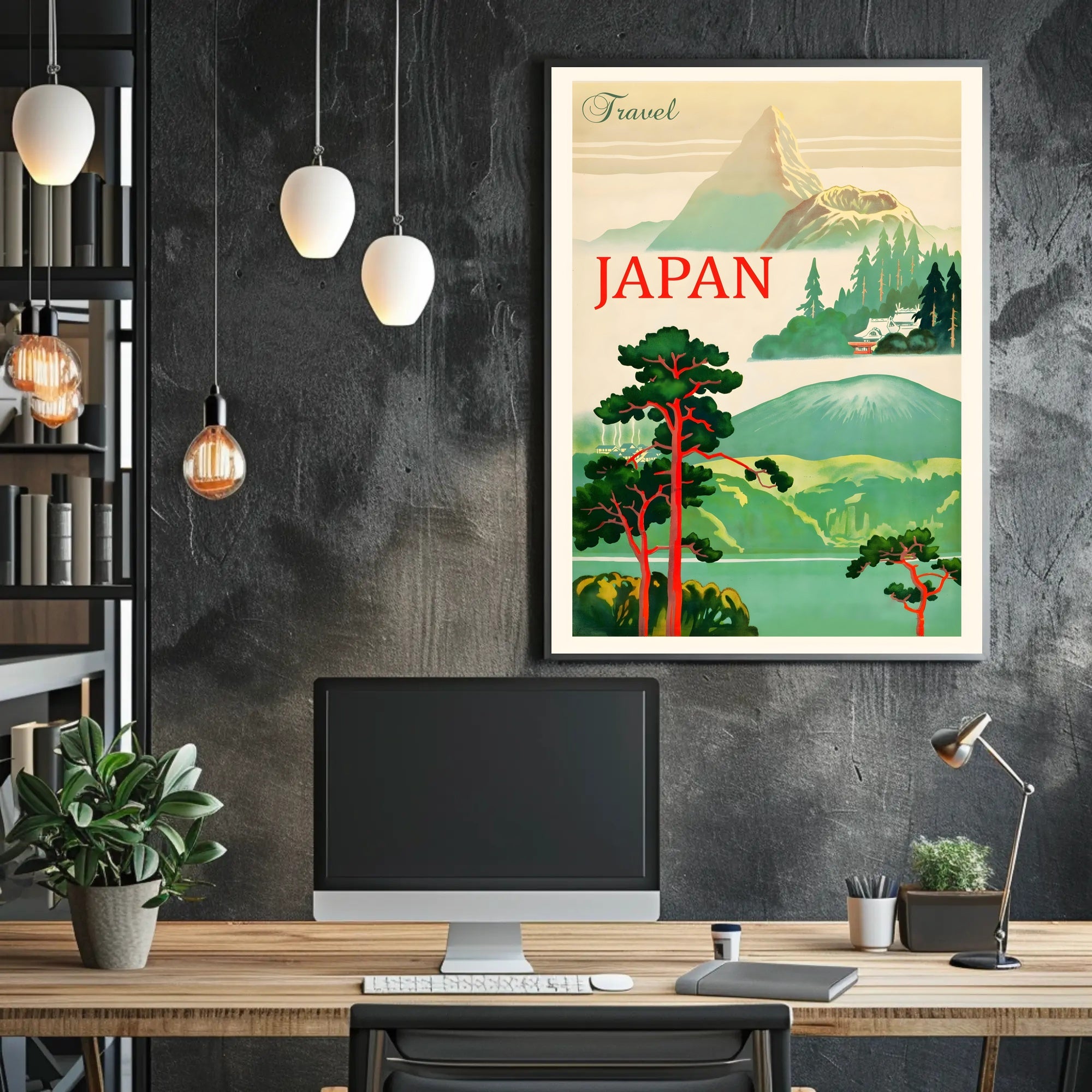 Vintage Japan Mount Fuji Travel Poster