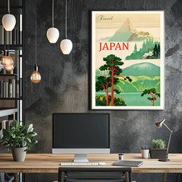 Vintage Japan Mount Fuji Travel Poster