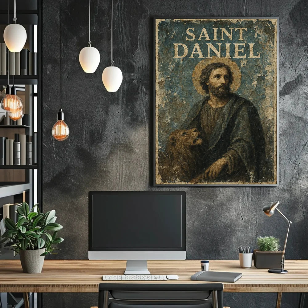 Vintage Saint Daniel Religious Art Poster