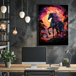 Majestic Fantasy Horse Surreal Sunset Art Poster