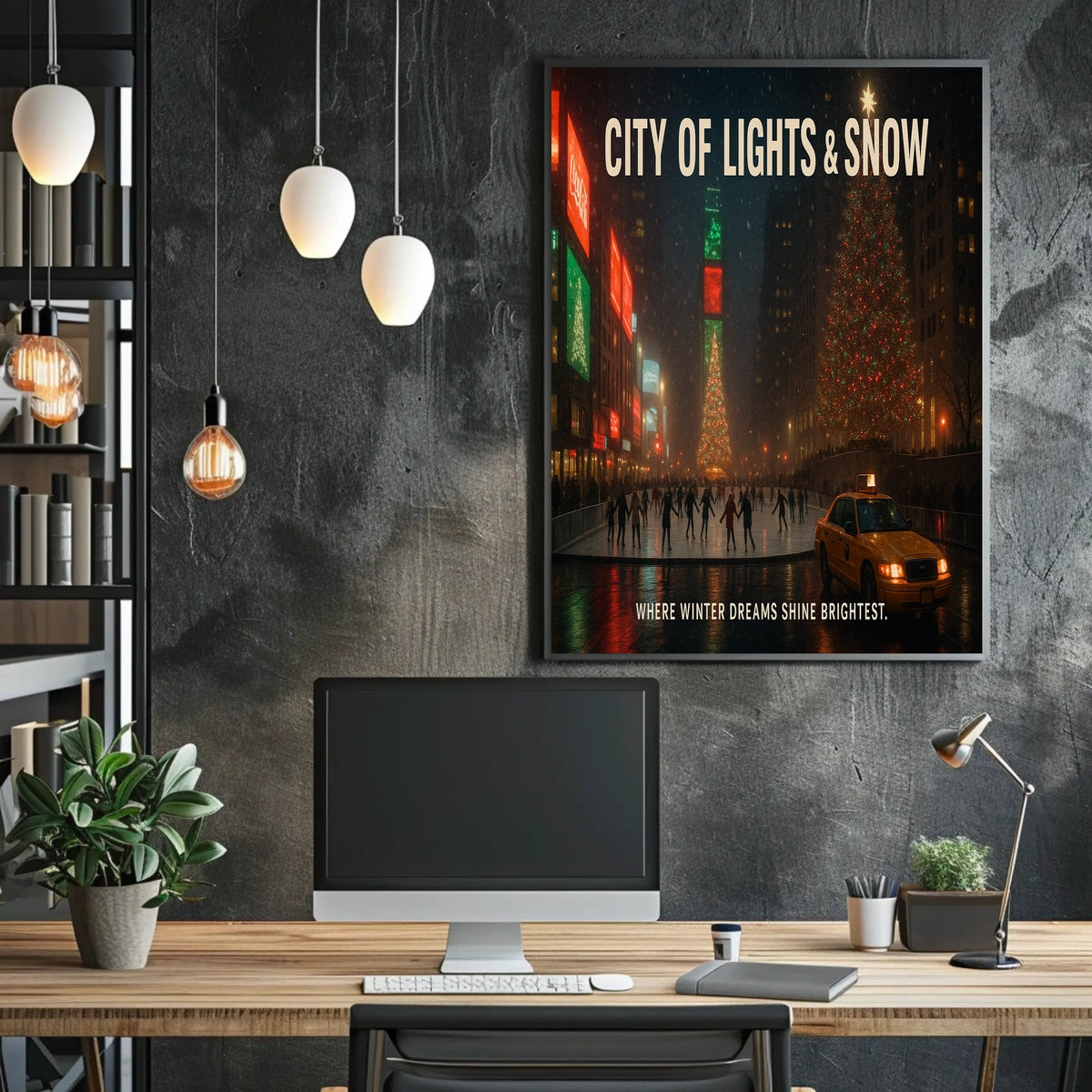 City Of Lights Snow Poster