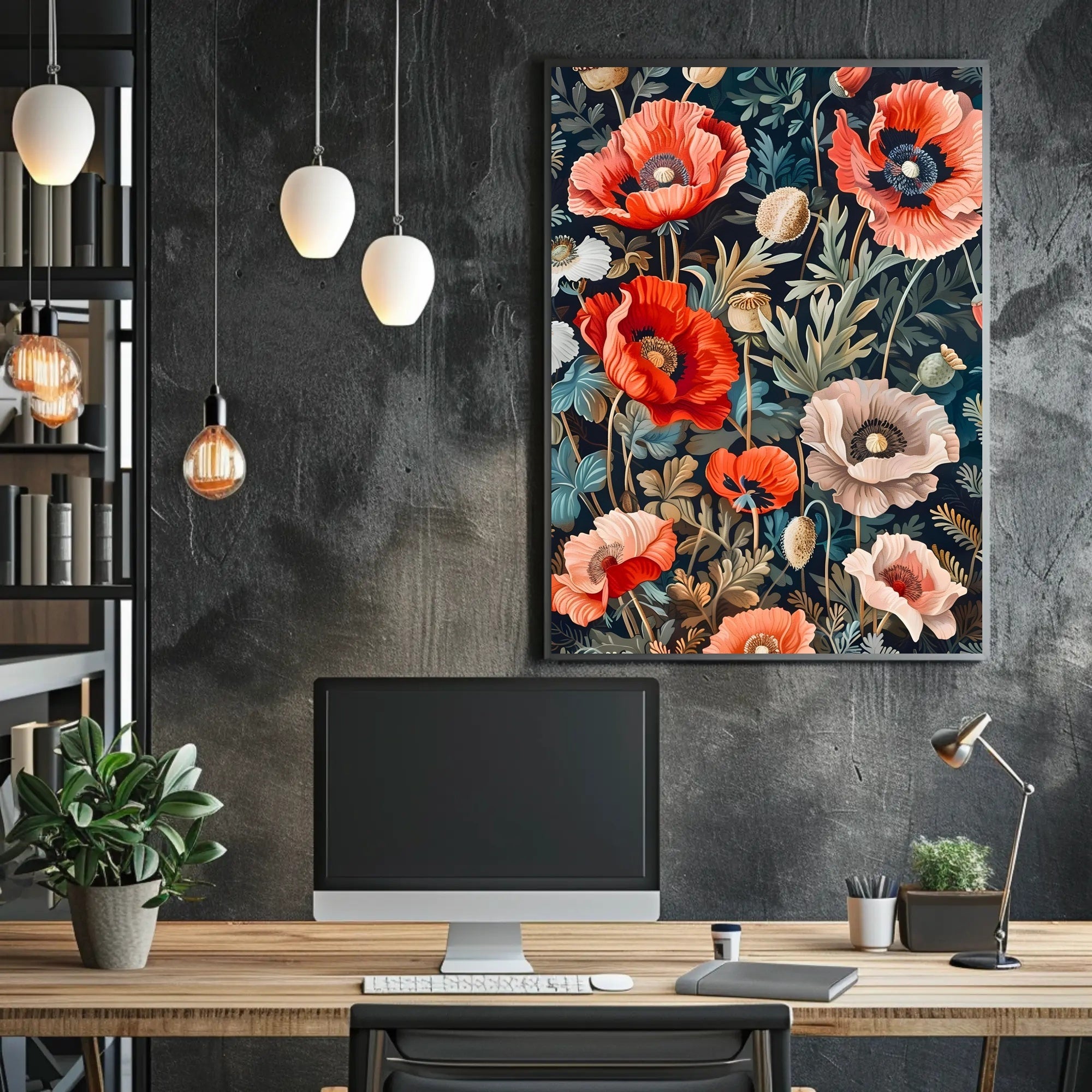 Vibrant Poppies Botanical Floral Poster Art Print