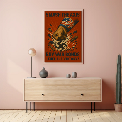 Defeat the Axis, Support the Allies WWII Poster