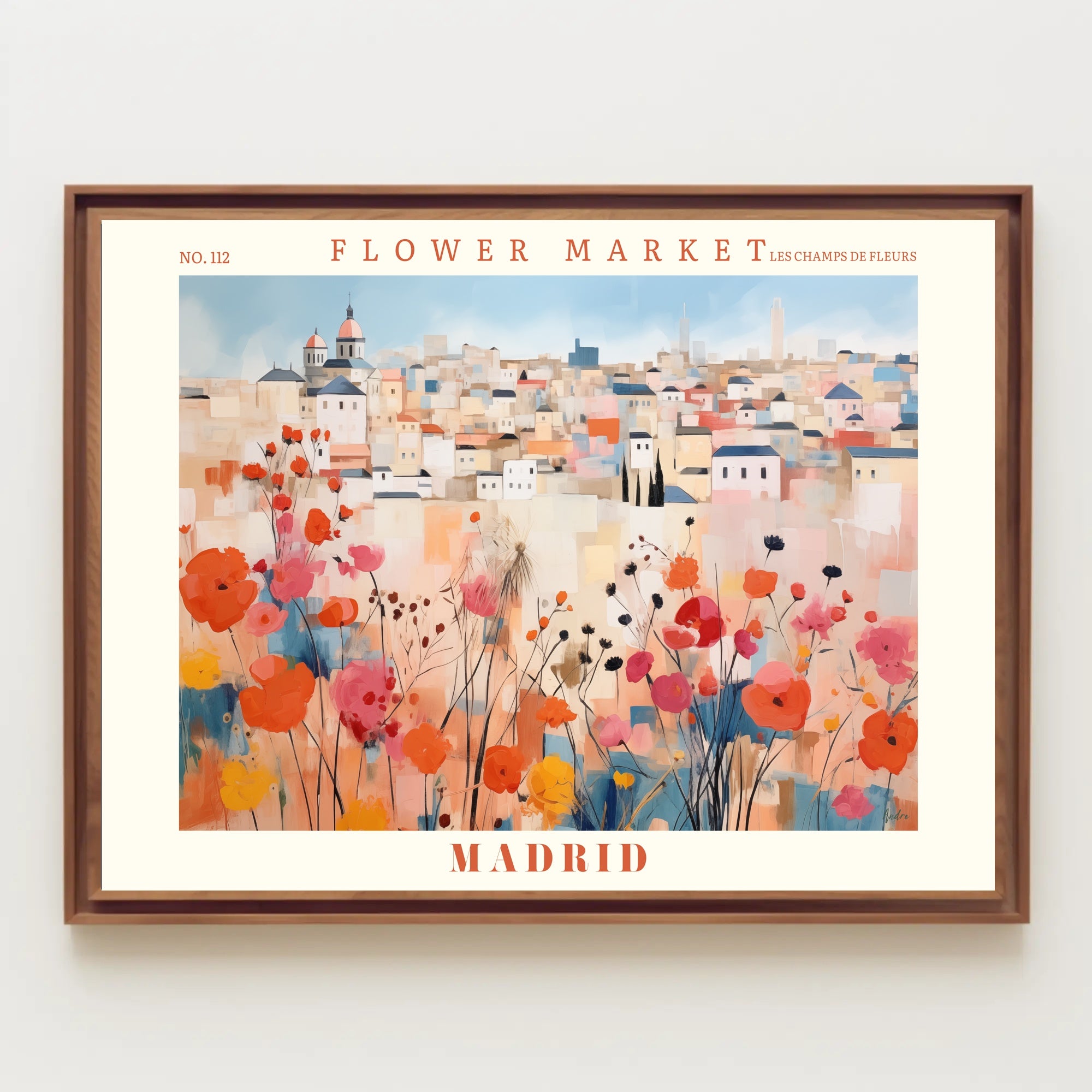 Madrid Flower Market Scene: Urban or Cityscape Poster