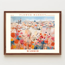 Madrid Flower Market Scene: Urban or Cityscape Poster