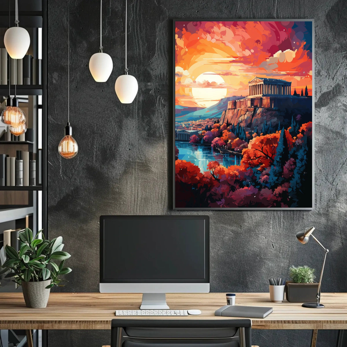 Ancient Greek Temple at Sunset Cultural Heritage Poster