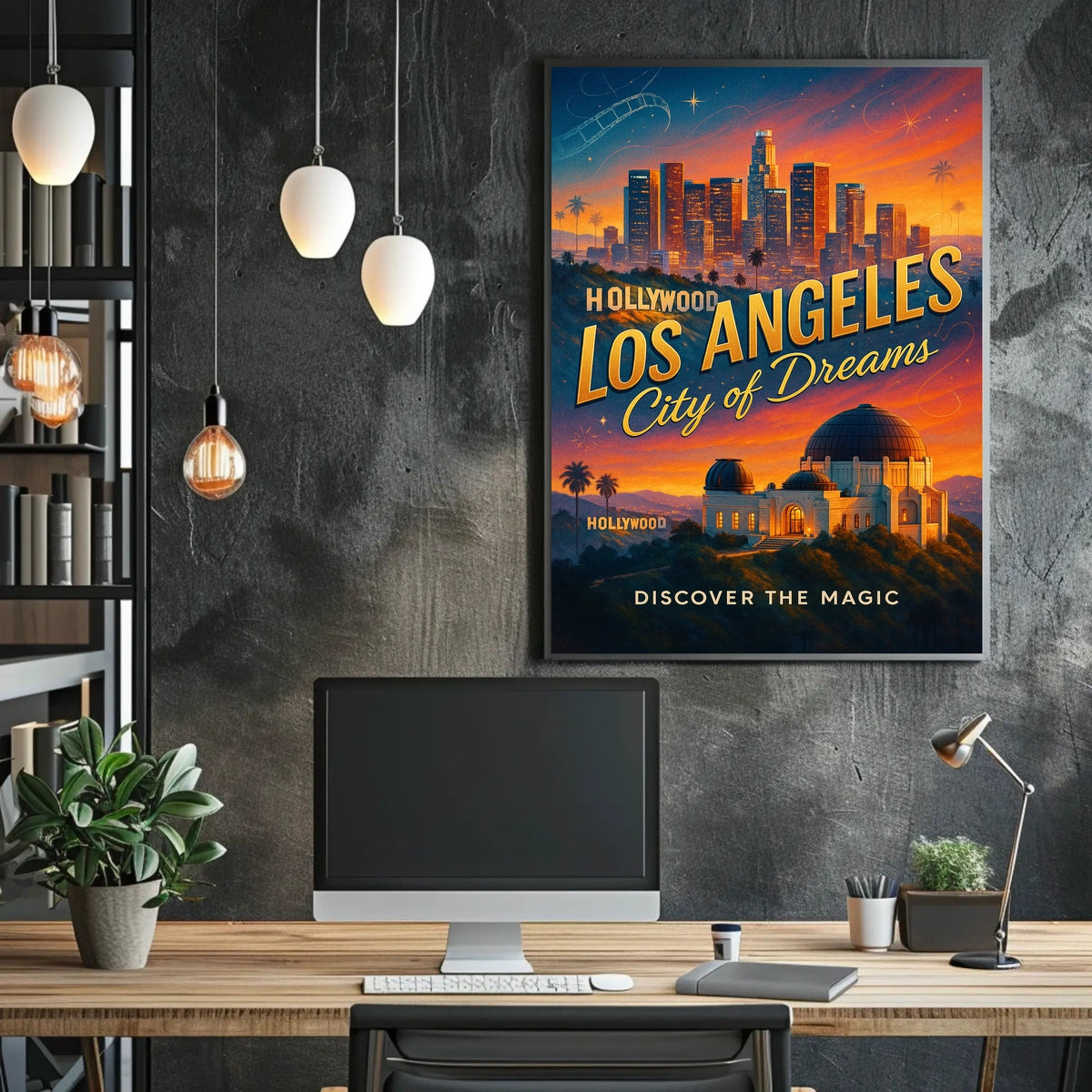Los Angeles Skyline Vintage Travel Poster Art