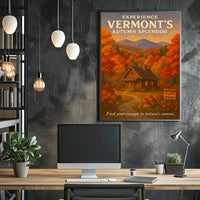 Vermont Autumn Scene Vintage Travel Poster