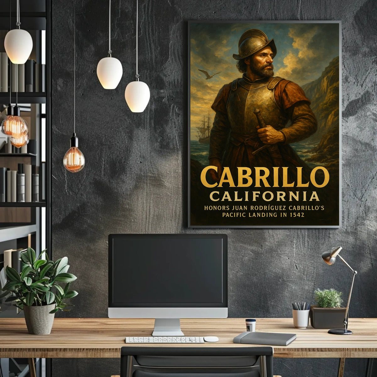 Cabrillo California Scenic Coastal Travel Vintage Souvenir Wall Decor Wanderlust Collectors Poster