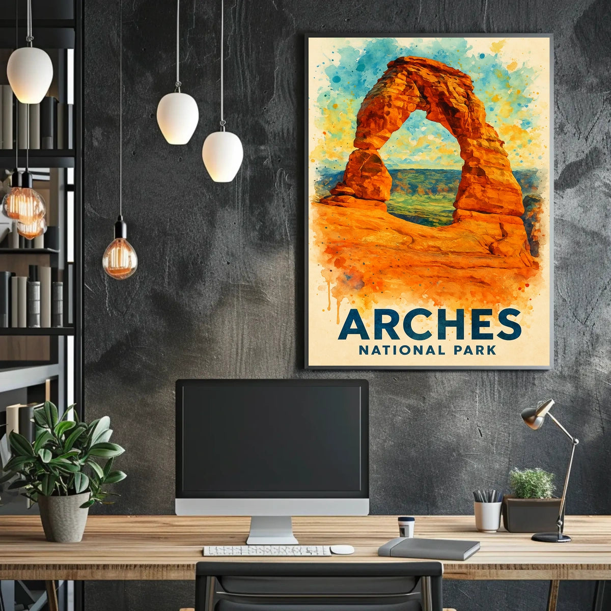 Arches National Park Watercolor Adventure Poster Art