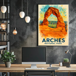 Arches National Park Watercolor Adventure Poster Art