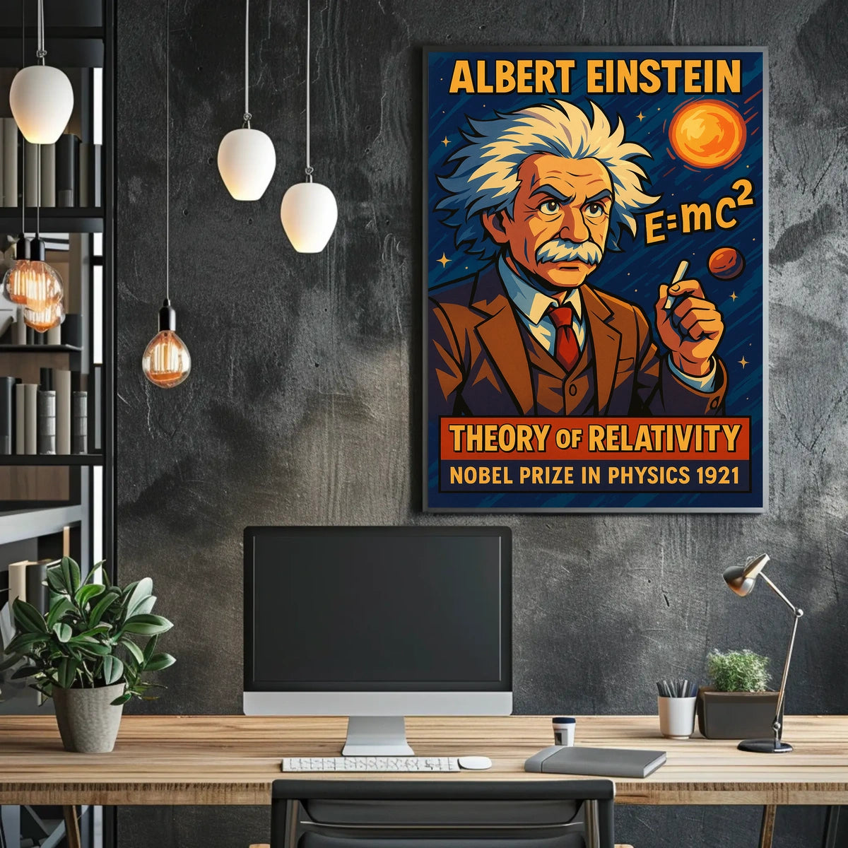 Albert Einstein Relativity Theory Vintage Scientific Museum Wall Art Timeless Iconic Decor Poster