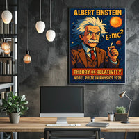 Albert Einstein Relativity Theory Vintage Scientific Museum Wall Art Timeless Iconic Decor Poster
