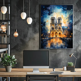 Notre-Dame De Paris A Nighttime Poster