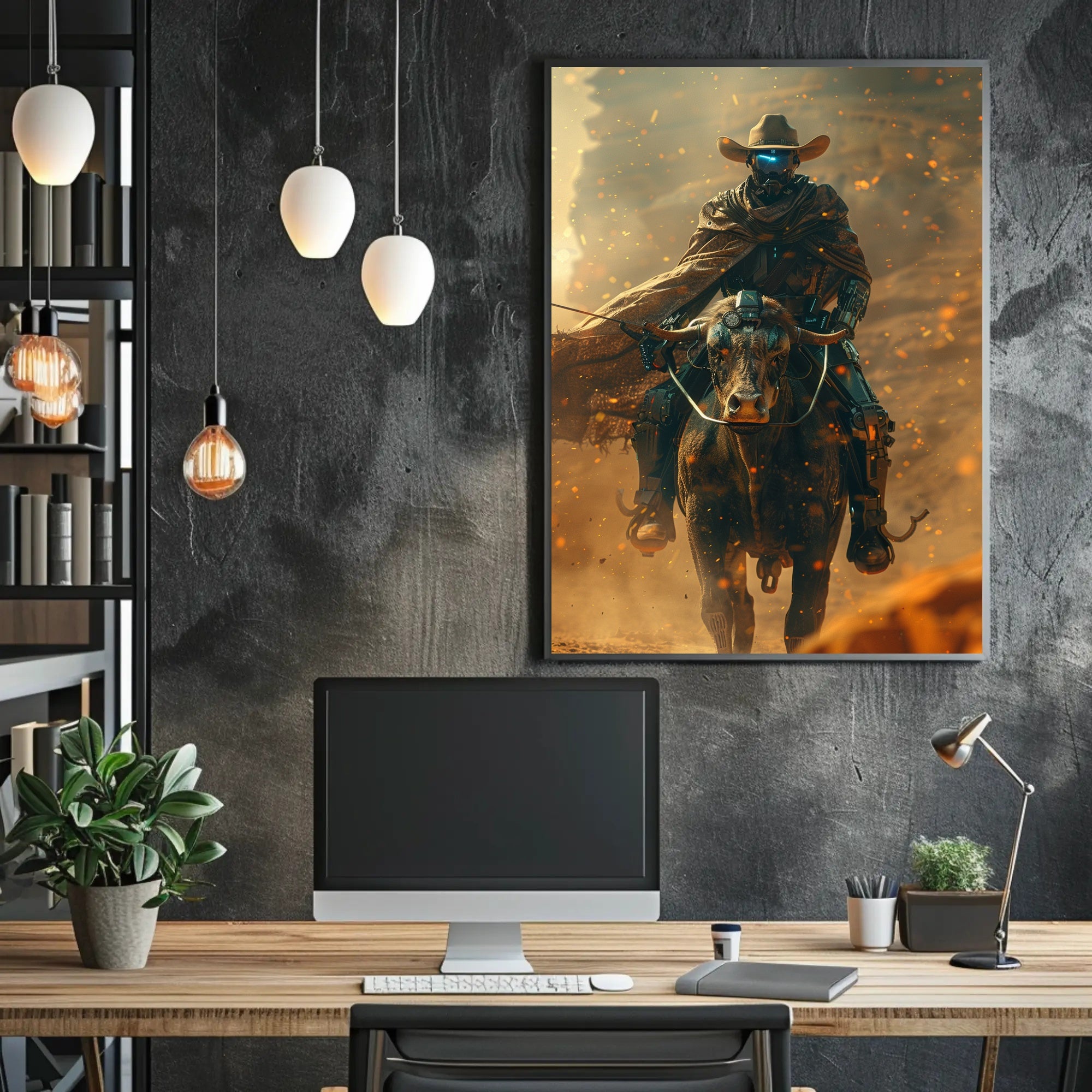 Futuristic Wild West Steampunk Adventure Art Poster PosterGoat