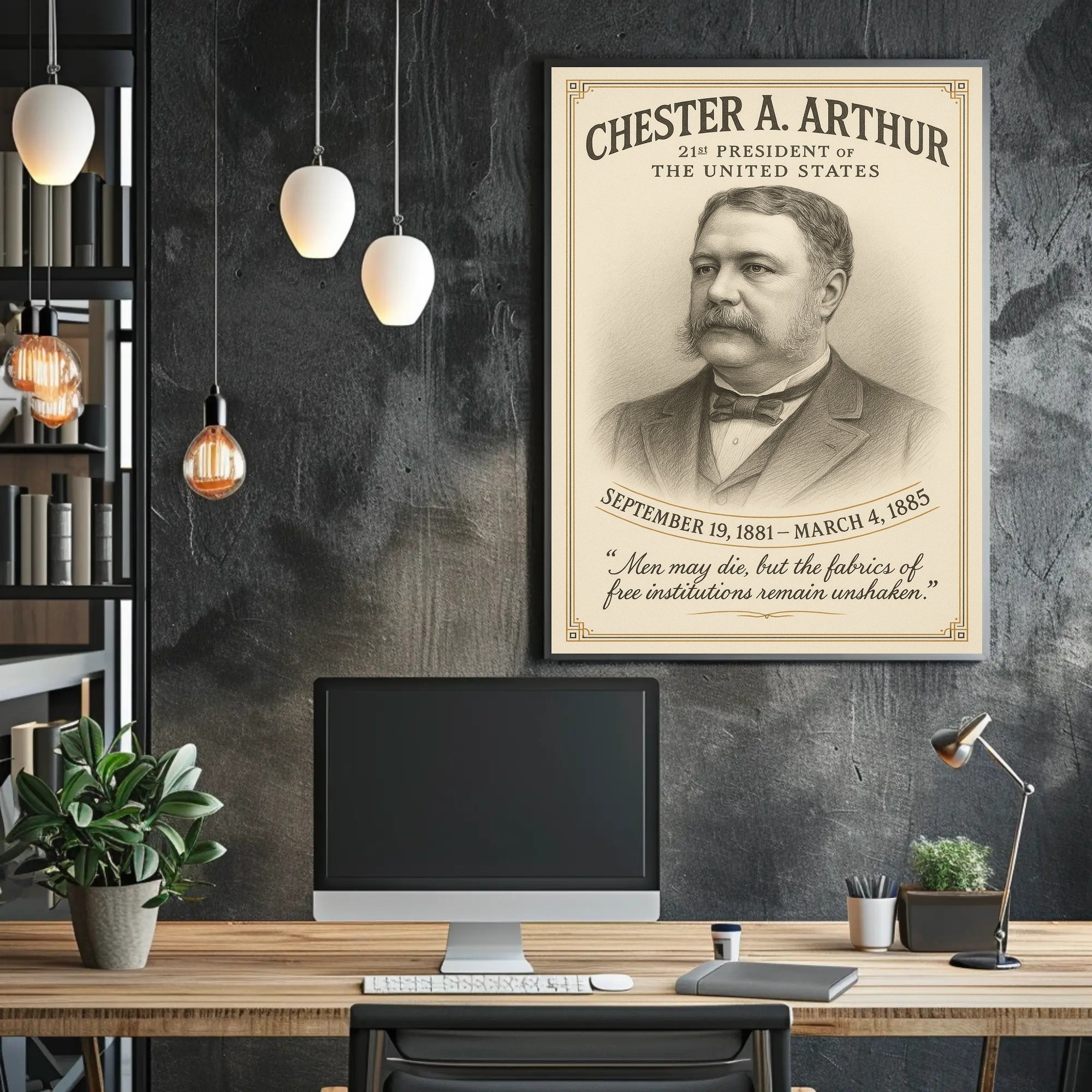 Chester A Arthur 21st President Sketch Poster Art Print PosterGoat
