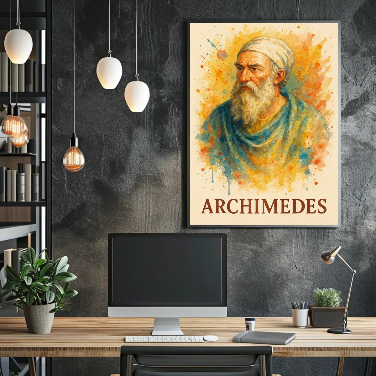 Archimedes Watercolor Portrait: Ancient Greek Inspiration Poster