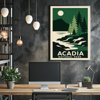 Acadia National Park Vintage Wanderlust Poster