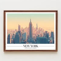 New York City Skyline Illustration Poster Modern Wall Art