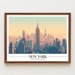 New York City Skyline Illustration Poster Modern Wall Art