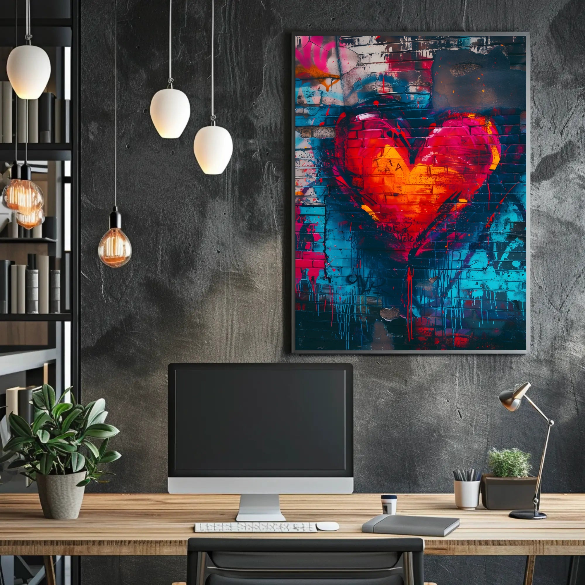 Heart Graffiti Art Poster for Urban Decor