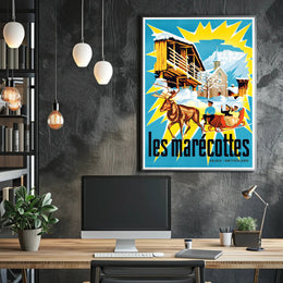 Les Marécottes Scenic Winter Travel Poster PosterGoat