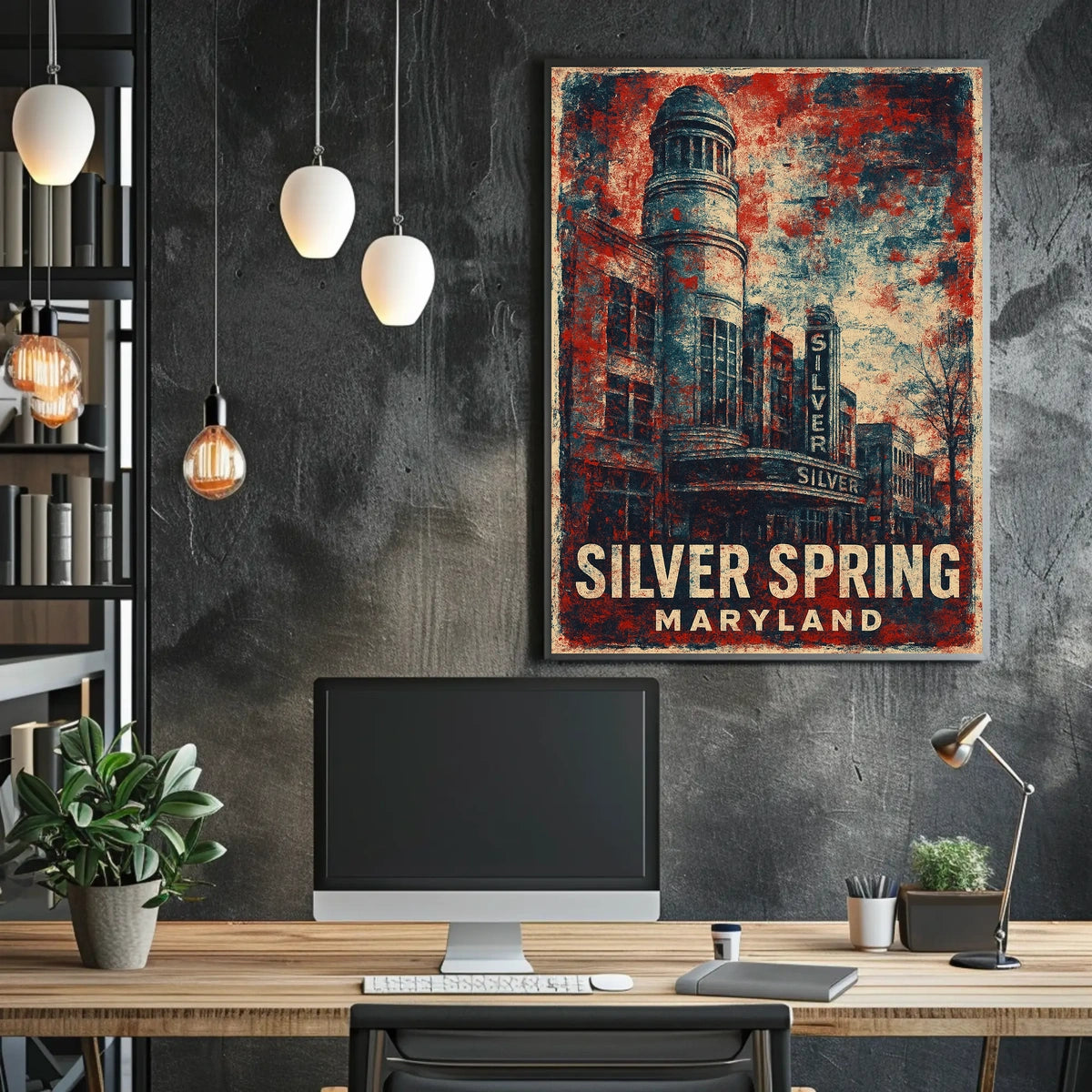 Silver Spring Travel Nostalgia Retro Folk Art Poster