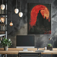 Blood Moon Wolf Fantasy Nightscape Poster PosterGoat