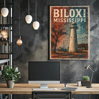 Biloxi Lighthouse Coastal Decor Photography Realism Poster