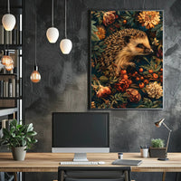 Hedgehog in Bloom Wall Art Print Decor