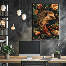 Hedgehog in Bloom Wall Art Print Decor