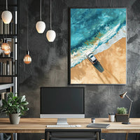 Stormy Cliffside Reflection: Photorealistic Fantasy Poster PosterGoat