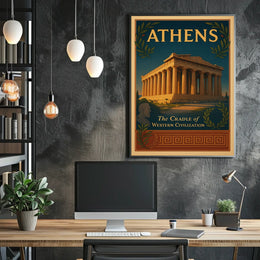 Parthenon Vintage Athens Travel Poster Art Print