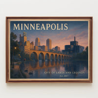 Minneapolis City of Lakes Travel Poster