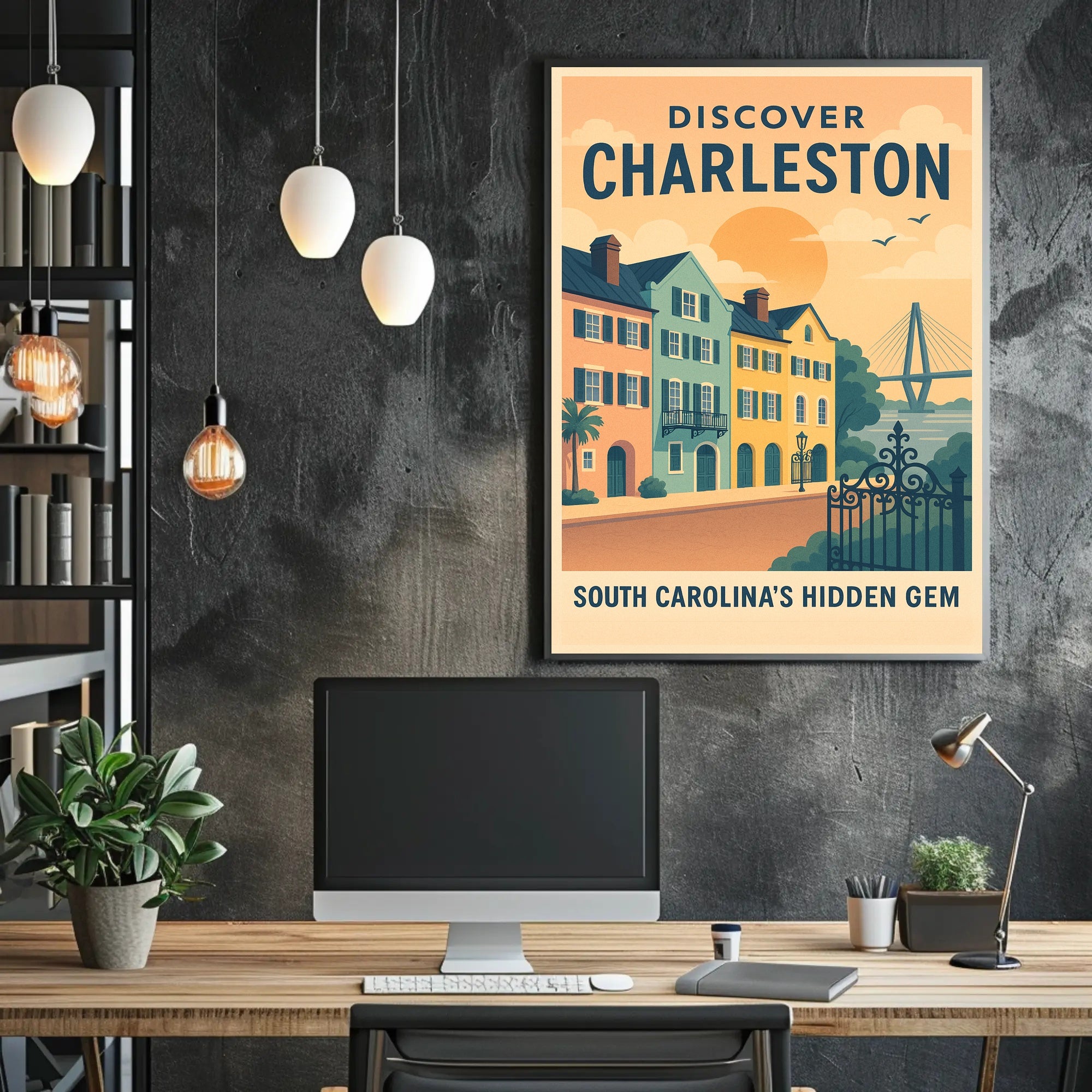 Charleston Travel Poster Vintage Coastal Wall Art