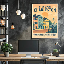 Charleston Travel Poster Vintage Coastal Wall Art