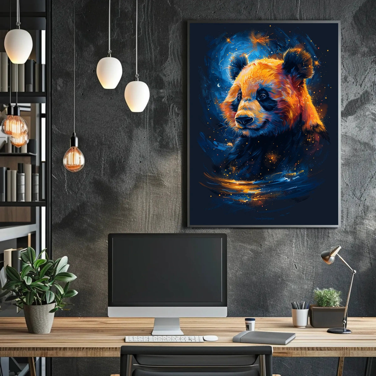 Stylized Cosmic Panda Illustration Animal Poster