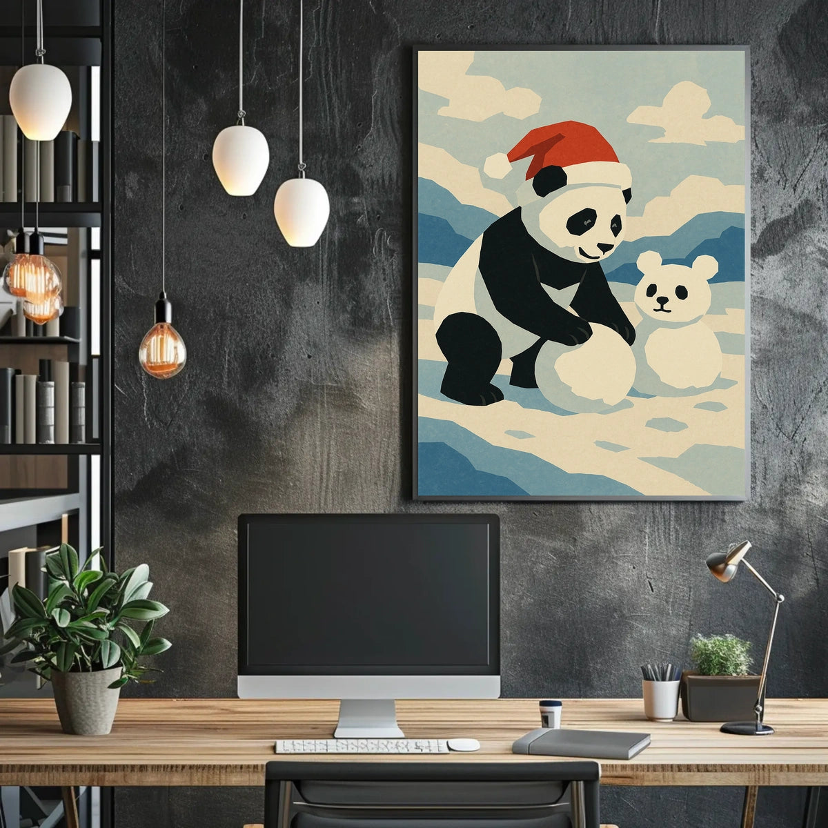 Festive Panda in Winter Wonderland Poster
