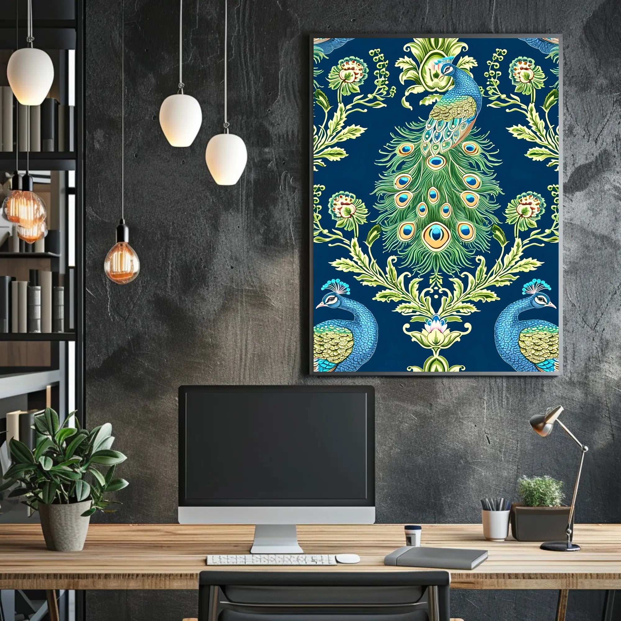 Majestic Peacock Elegance William Morris Art Poster