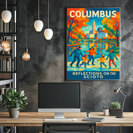 Columbus Reflections On The Scioto Poster