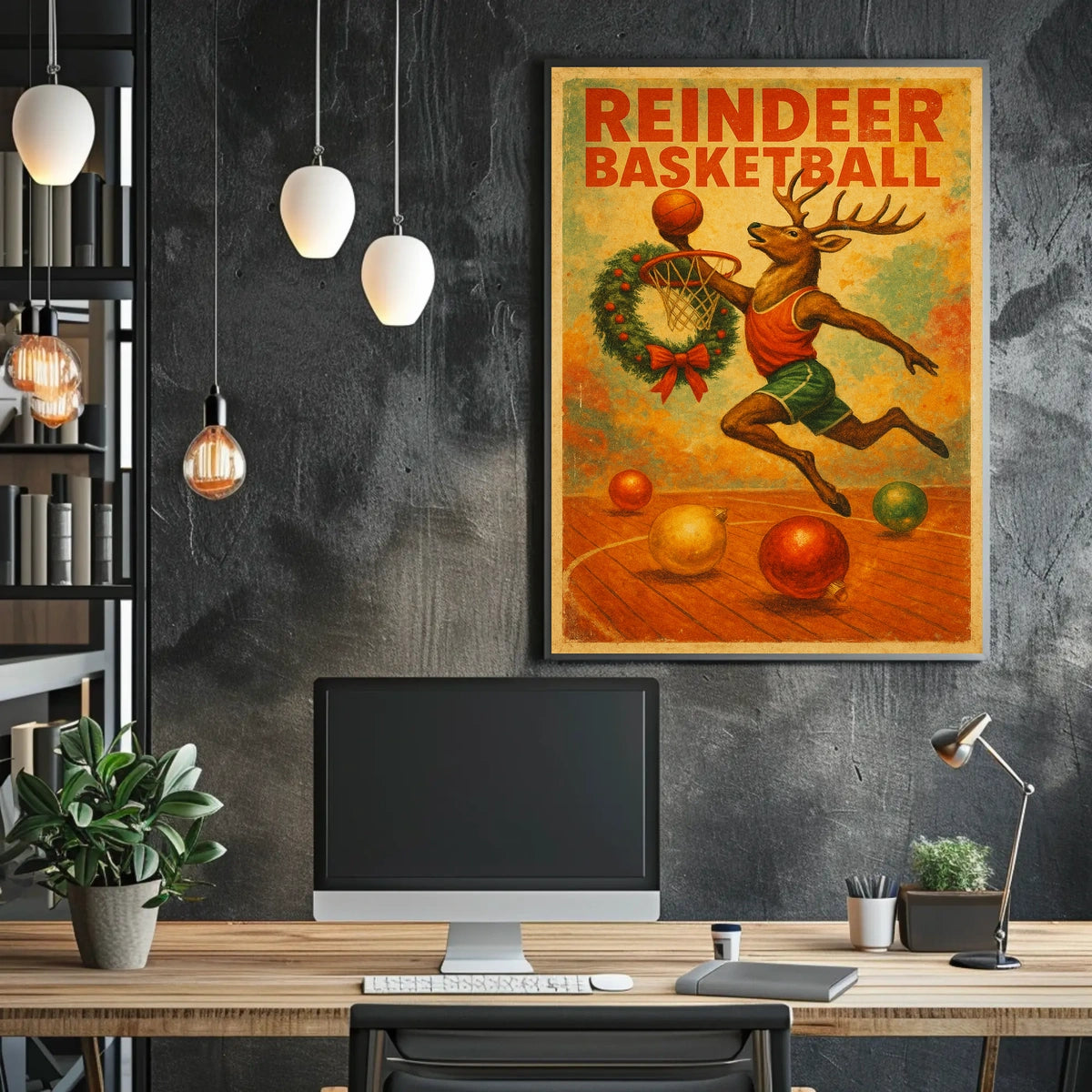 Reindeer Basketball Poster