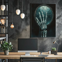 Skeletal Hand Mirror: Abstract, Artistic, or Pop Culture Poster