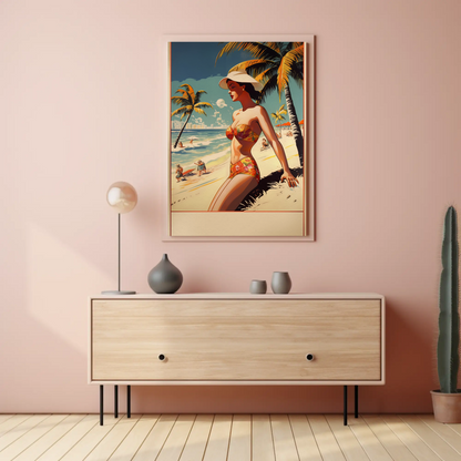 Retro Beach Beauty In Summer Scene Travel Poster